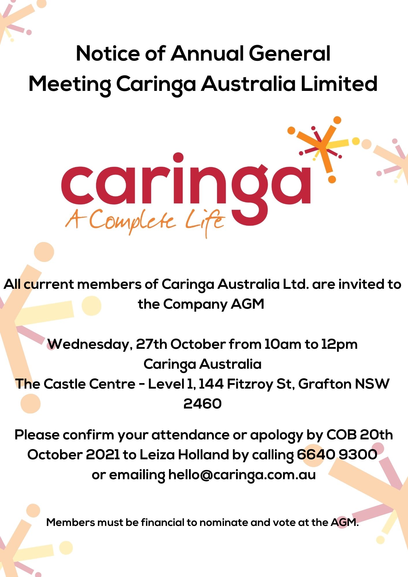 Notice of Caringa Australia’s Annual General Meeting